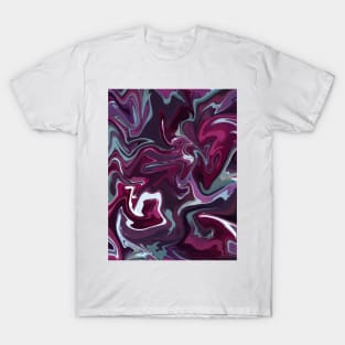 Luxe Living Silk Marble - Magenta, Blue, Grey Liquid Paint Pattern T-Shirt